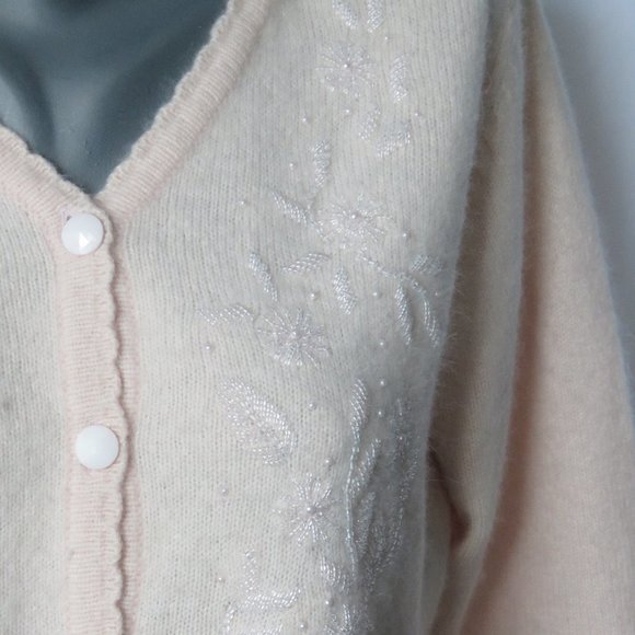 1990s Beaded Embroidered Wool Angora Cardigan - Picture 12 of 13